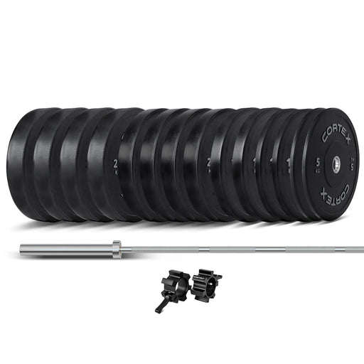 Cortex Pro Bumper Plate V2 with Zeus Competition Barbell Package - FitnessProducts Plus